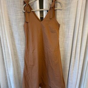 Vero Moda Tie-Shoulder V-Neck Midi Dress in Rust Brown